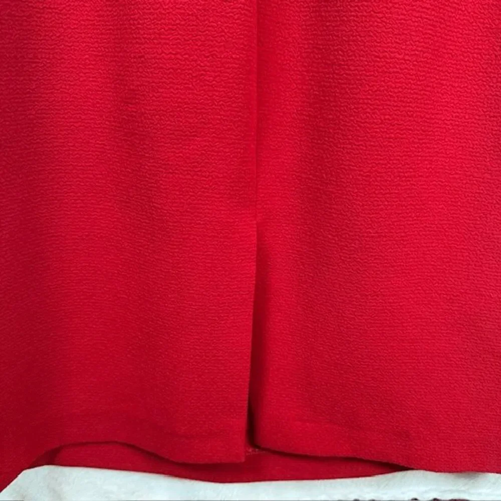 NWOT Badgley Mischka Red Mock Neck Knee Length Dress Pintucks Back Zip Size 4 - Picture 6 of 14